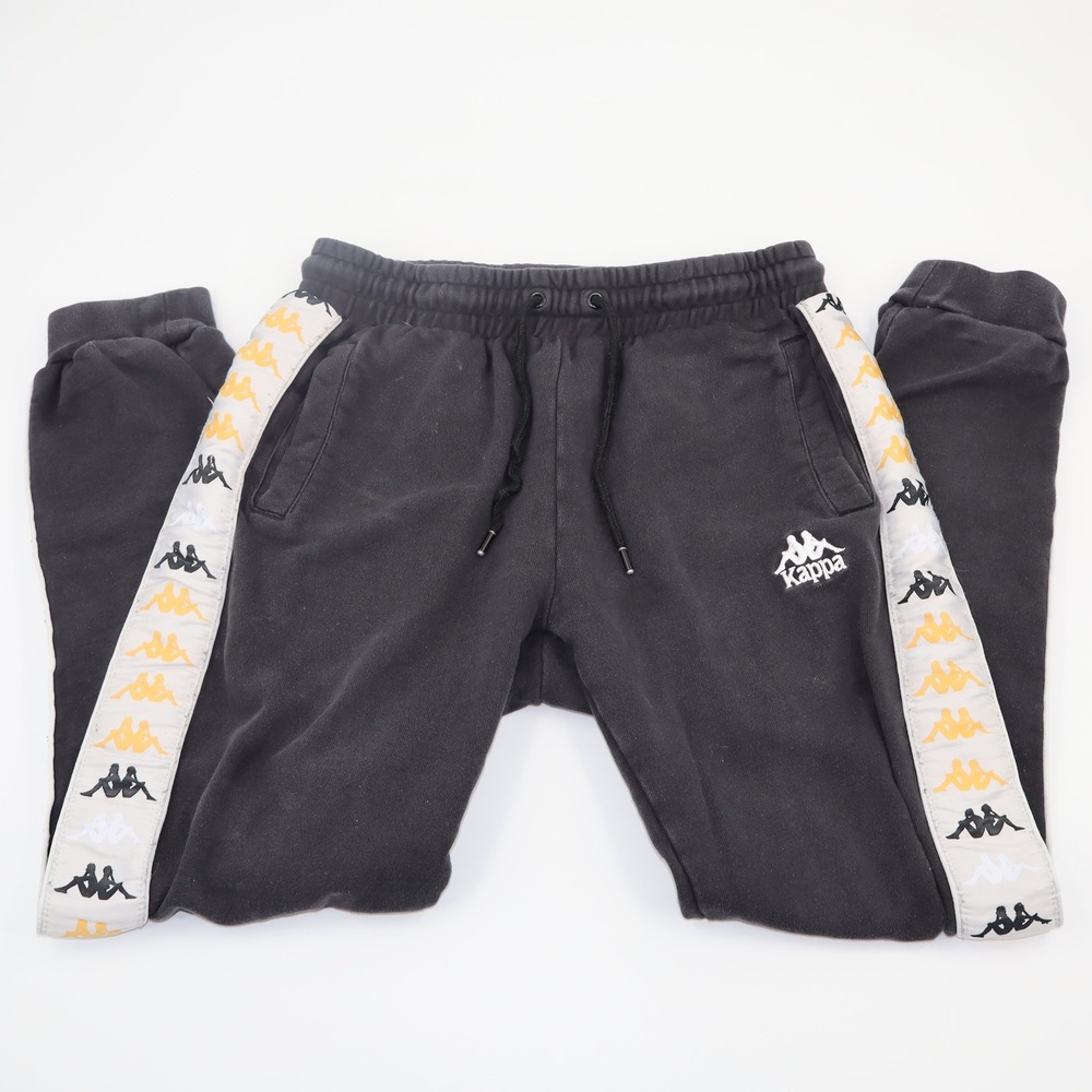 Kappa Banda Logo Taping Track Pants Mens‎ Small Black Orange White Joggers